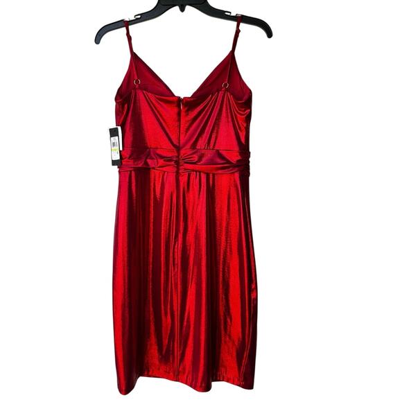 Guess Red Metallic Foil Dress Size 4 Prom Cocktail Strappy NWT $128 - Picture 3 of 11